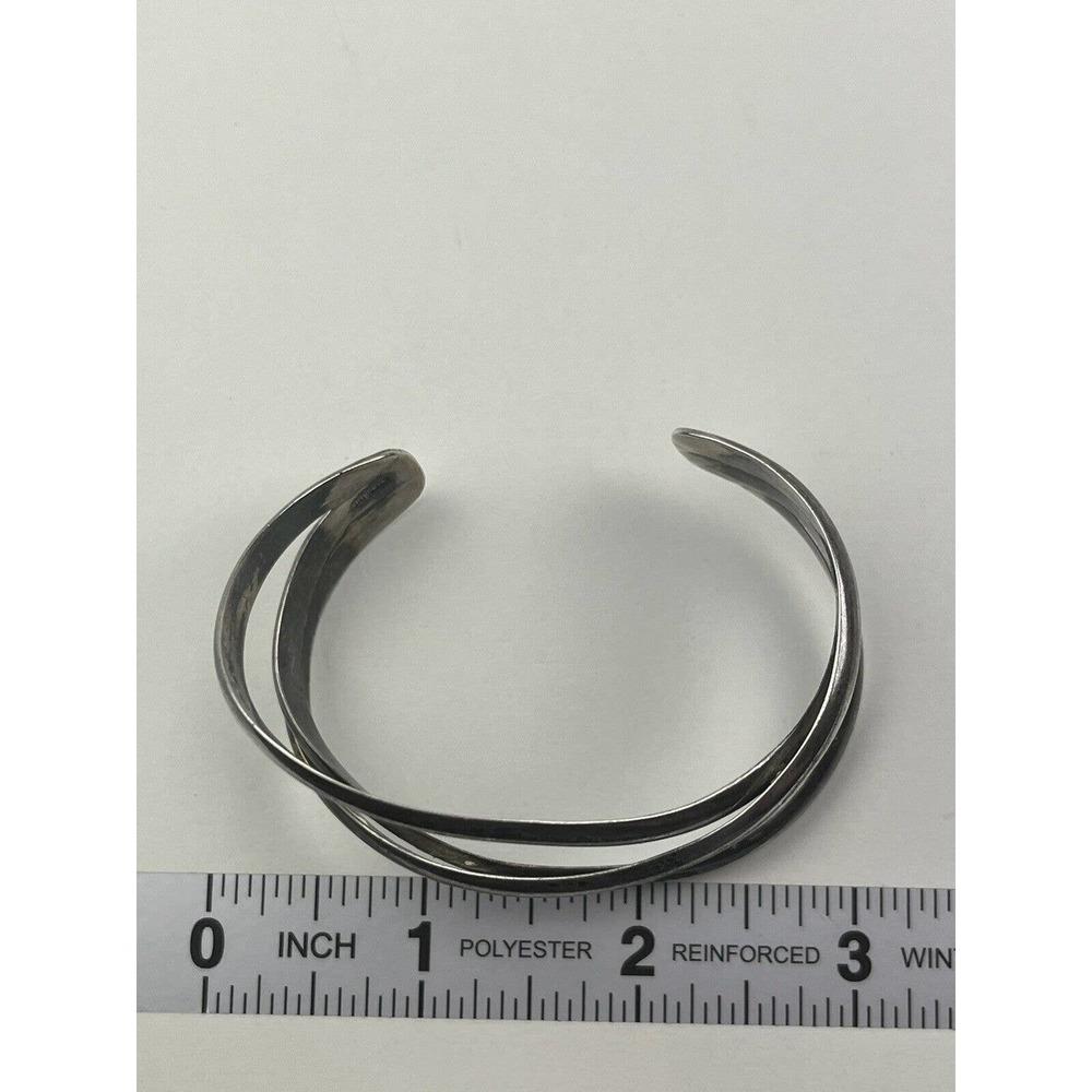 Vintage Sterling Silver Waves Cuff Modern Bracelet 39g - Picture 2 of 10